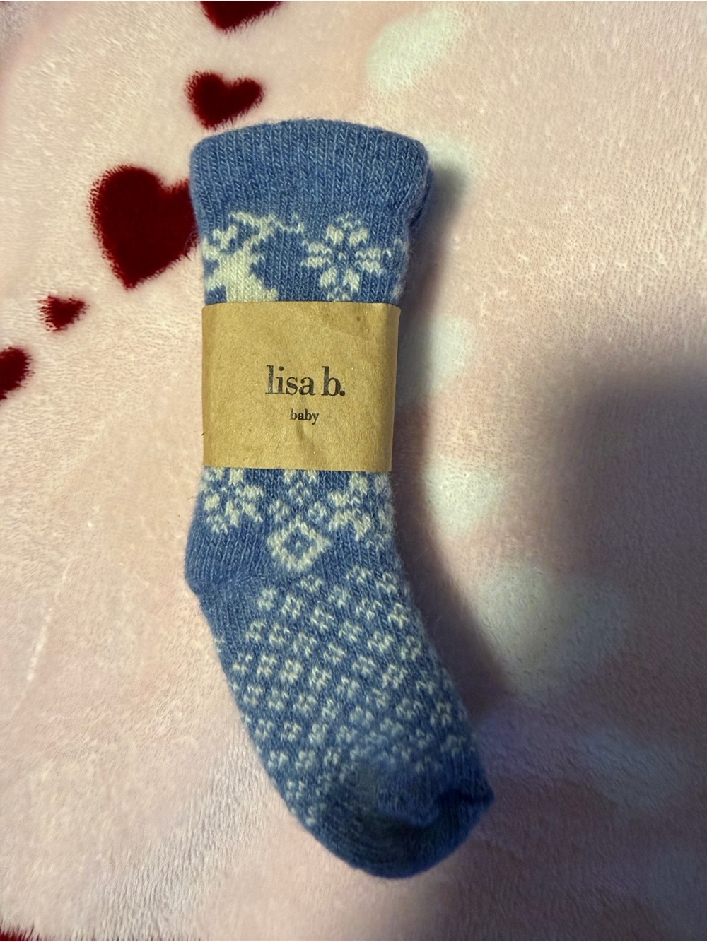 Lisa b. baby blue Fair Isle merino wool cashmere angora socks NWT